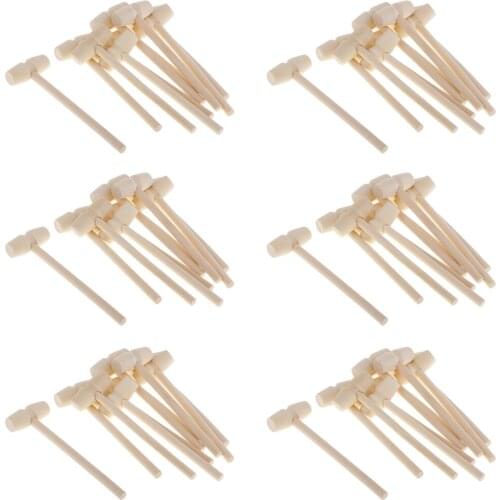 60 pcs Wood Mini Hammer Jewelry Making Small Hammar Leathercraft and Jewelry Crafts Children Flat Toy Mallet Spot