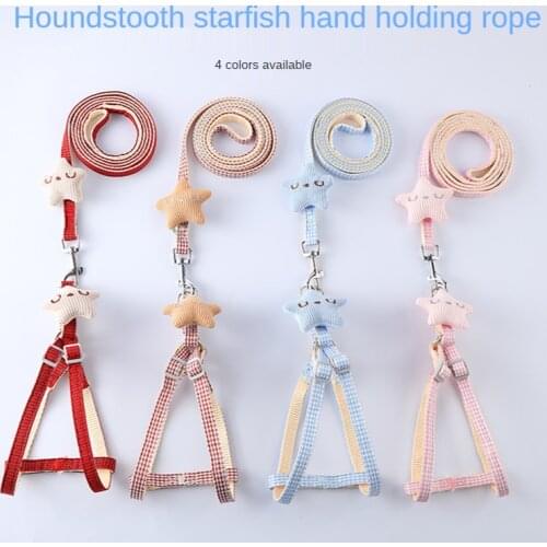 Adjustabale Dog rope pet leash houndstooth starfish cat chest harness dog chain dog Harness pet supplies For Small Medium Dog