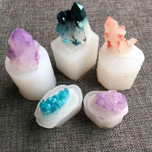 Handmade Natural Crystal Quartz Rock Cluster Geode Stone Epoxy Resin Mold Pendant Mold Resin Jewelry Making Tools