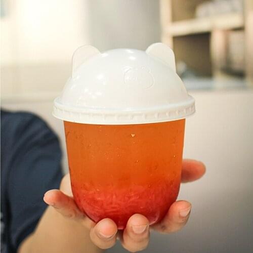50pcs Net red U shape cute plastic cups birthday party favors drinking juice bubble tea coffee cup pudding dessert cup with lid