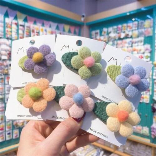 Childrens Plush Flower Hair Pins For Girls Baby Accessories Kids Hair Styling Tools Hair Clips Hairpin Hair Grips Headdress