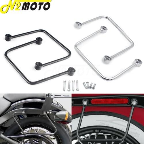 For Harley Softail Slim Street Bob FLSL FXBB 2018-2021 Black/Chrome Steel Motorcycle Saddlebag Mount Brackets Rail Guard Support