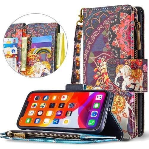 For Samsung Galaxy A12 A32 A42 A52 A72 5G A41 A51 A21s A20e A71 A40 A50 A70 A82 Painted Leather Case Flip Zipper Bag Phone Cover