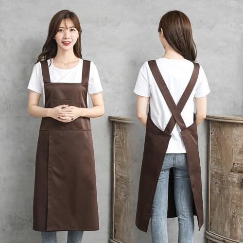 Women Bib Kitchen Apron for DIY Project Crafting Cooking Baking BBQ Chef Apron with Front Pockets Japanese Style Apron