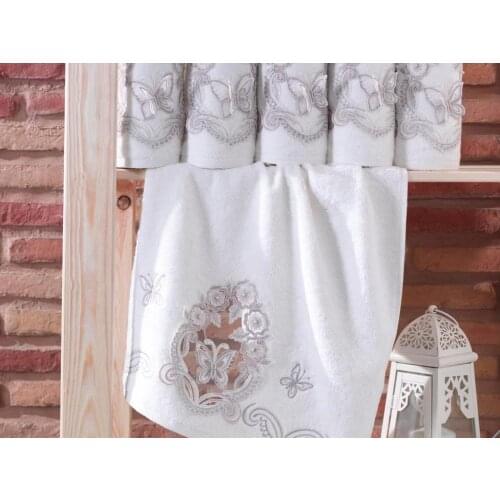 French Laced Kelebeğim Dowries Bamboo Towel Cream