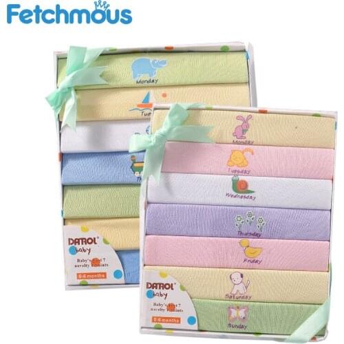 7-Piece Newborn T-Shirt Set Baby Boy Girl Cute Week Clothes 100% Cotton 2021 Summer Infant Tops New Born ropa bebe Gift Suits