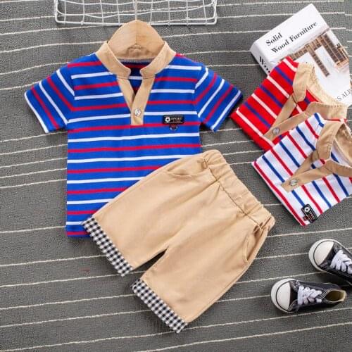 Cotton Polo Shirt Kids Clothes Tops Color Stripes Turn-down Collar Summer Short Sleeve Polos Baby Boys T-Shirt