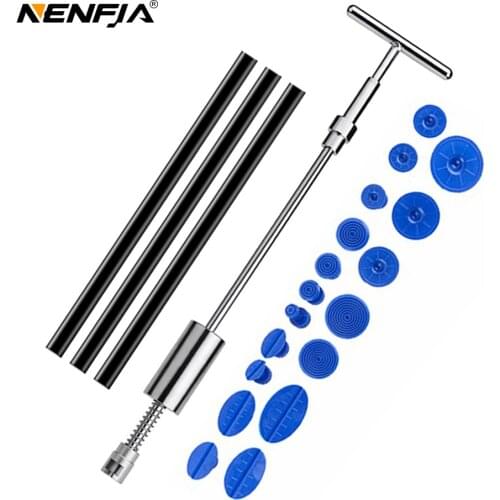 T-type Tools Auto Repair Tool Car Dent Repair Dent Puller Kit 2 in 1 Slide Hammer Reverse Hammer Glue Tabs Suction Cups