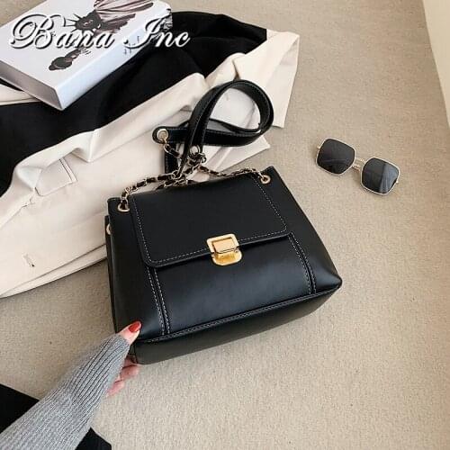 Quality Brown PU Leather Crossbody Bags For Women 2021 Winter Chain Shoulder Bag Luxury Trending Branded Handbags And Purses