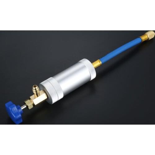 A/C Oil Dye Injector Low R12 R22 Quick Coupler Adapter Kit Injection Hand Turn Pump Oiler A/C Oil Injector 1/4" SAE Male Female