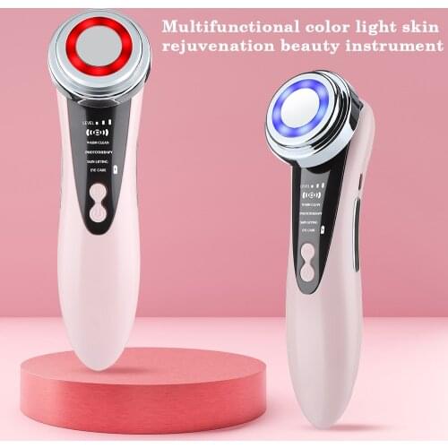 5 In 1 Facial Skin Care Massager LED Light Skin Rejuvenation Beauty Machine Warm Cleansing Anti Aging Lifting Tighten Device