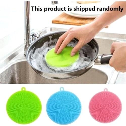 Multi-function color silicone dishwashing brush Kitchen household double-sided cleaning brush dish cloth Decontamination non-sti