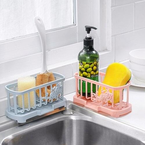 1pcs Multi-colors Nice Kitchen Drainage Shelf Multifunctional Dishwashing Sponge Storage Rack Sink Holder Kitchen Organizer