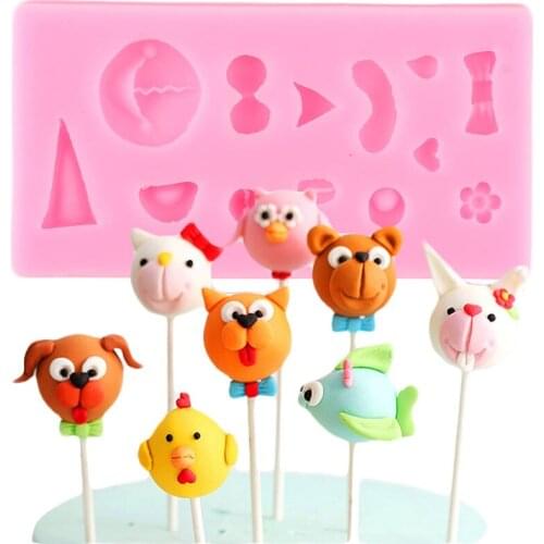 Cartoon Series Animals Face Modeling Chocolate Silicone Mold Candy Polymer Clay Molds Cupcake Fondant Cake Decorating Tools