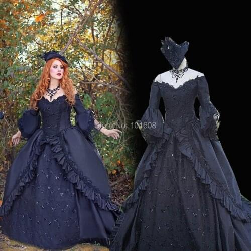 New!Eras Black Lace Witch Halloween Cosplay dress Victorian dresses Colonial Georgian Renaissance Gothic Historical dress HL-476