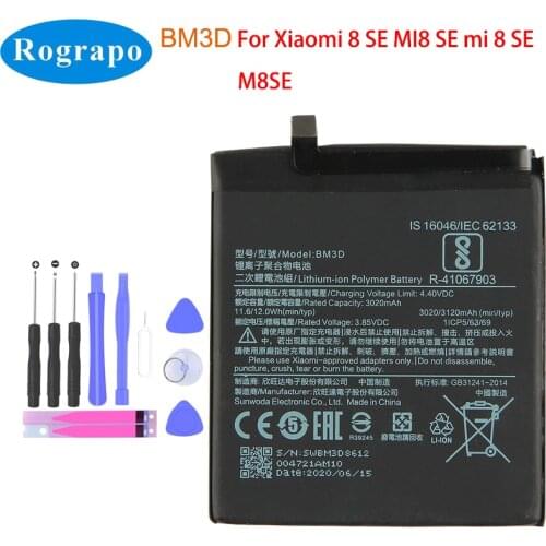 New 3.8V 3120mAh BM3D FReplacement Battery Baterij Batteria For Xiaomi 8 SE MI8 SE M8 SE Mobile Phone Batteries+tools