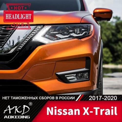 Head Lamp For Car Nissan X-Trail 2017-2020 X trail Headlights Fog Light Day Running Light DRL H7 LED Bi Xenon Bulb Car Accessory
