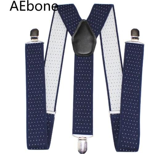 AEbone 3.5*120cm Y-sharp Suspenders Men for Pant Navy Dot Suspenders with Clip Strap Braces Man Bretels Mannen Suspensorio Sus42