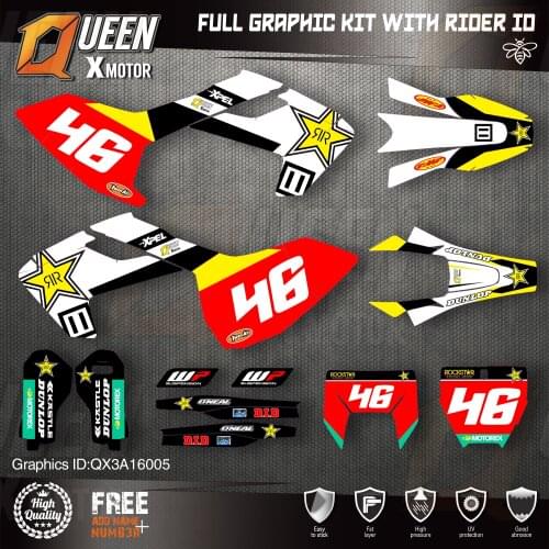 QUEEN X MOTOR Custom Team Graphics Decals Stickers Kit For Husqvarna Decal 2016-18 TC FC TX FX FS 2017-19 TE FE 125-450CC 05