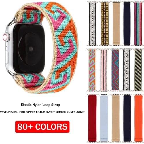 Solo Elastic Nylon Loop Strap 38mm 40mm Bohemia Watchband for Apple Watch 42mm 44mm for iwatch 65/4/3 2 Man Women Watch bracelet