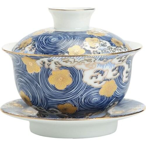 Handpainted Enamel Gaiwan High Quality Ceramic Tea Tureen Accessories Chinaware Tea Service Home Decor