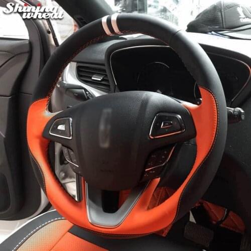 Hand Sew Black Blue leather Steering Wheel Cover for Lincoln mkx mkc mkz 2013-2019 Automotive interior car accessories Car parts