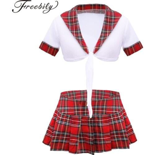 Sexy Schoolgirl Cosplay Role Play Costumes Plaid Night Halloween Women Roleplay Sex Uniform Erotic Costume Sexy Naughty Lingerie