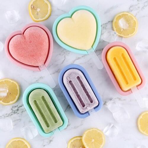 3pcs/set Heart Silicone Ice Cream Mold Food Grade Homemade Popsicle Mold BPA Free Ice Cream Maker DIY Kitchen Accessories