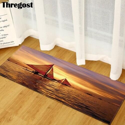 Thregost 3D Scenic Print Modern Hallway Mats Flannel Microfiber Long Kitchen Carpet Home Living Room Rugs Washable Mat