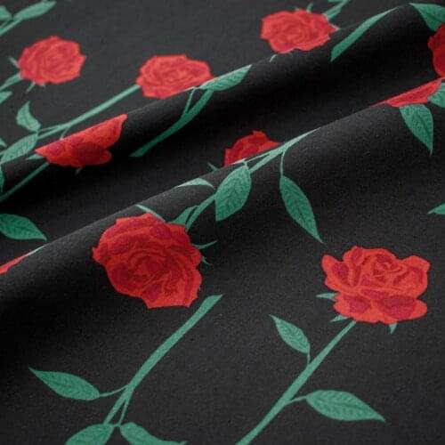 Red Rose Pure Cotton Print Fabric For Dress Платье Tissus Au MÈTre Telas Por Metro Sewing Ткань Для Шитья Vestidos Coton DIY