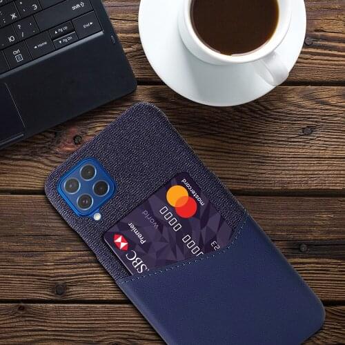 Febric Card Holder Cover For Samsung M62 F62 A72 A52 A42 A32 5G F41 M21s Cloth Texture Antiskid Case For Galaxy A12 A11 A02 M02S