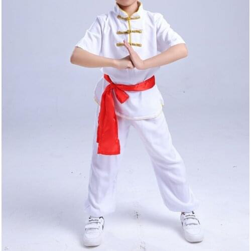 UNISEX 9colors pure cotton kids&adult short sleeve tai chi suits kung fu uniforms Children martial arts performance clothing