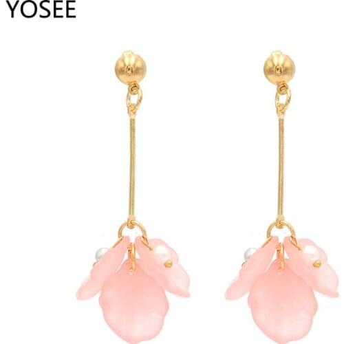 High Quality 2018 New Korean Drop Crystal Long Earrings Circle Flower Drop Earrings For Women Brincos Summer Accessories