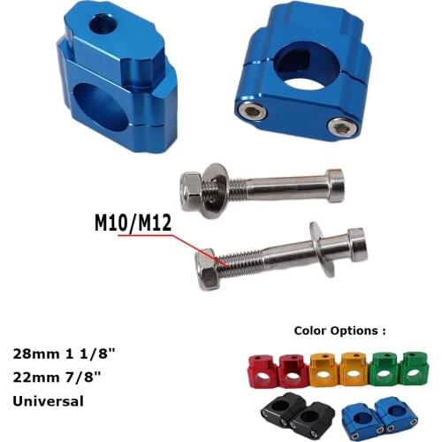 2 Pieces M10 M12 CNC 22mm 28mm Off Road Motorcycle Bar Clamps Handlebar Clamp Risers Adapter For 7/8" 1-1/8 Pit Dirt Motorbike