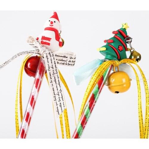 2PCS Pet Cat Stick Toys Christmas Cat Catcher Stick Cat Interactive Toys Tassel Bell Cat Snowman Christmas Tree