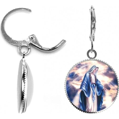 2021 Trendy Women Earrings Our Lady of Guadalupe Glass Dome Jewelry Virgin Mary Christian Buddhist Earrings