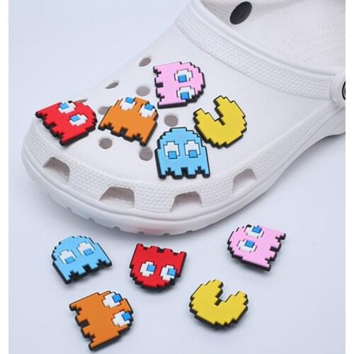 5pcs Game Style PVC Shoe Charms Cute Pac-Man Shoe Accessories Shoe Buckle Decorations fit Croc JIBZ Kids X-mas Gifts