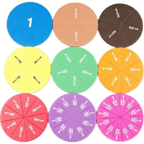 51pcs Circular Numbered Fractions Counting Math Materials Toy Learning Mathematics Kids Educational Montessori Chips Toys Gifts