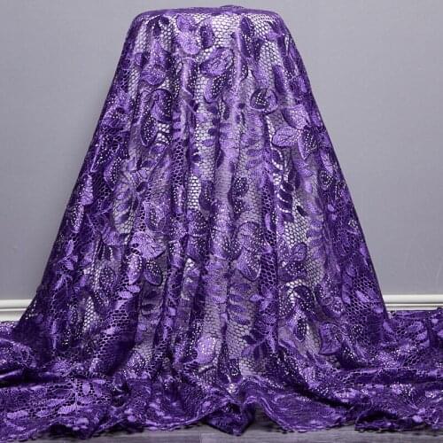 African Lace Fabric 2021 High Quality Lace Purple Guipure Cord Nigerian Fabrics Embroidery Sewing Dresses For Women Party A 2568