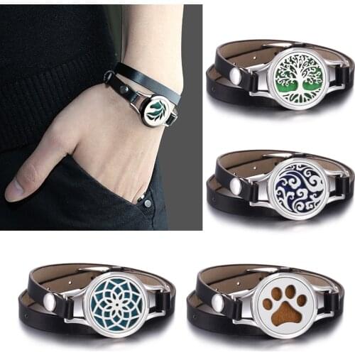 Aromatherapy Bracelet Diffuser Jewelry Perfume Essential Oil Diffuser Locket Bracelets Multilayer Leather Wristbands Bracelet