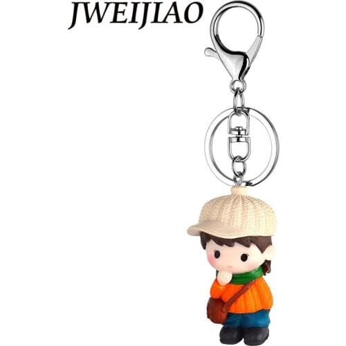 JWEIJIAO Little Boy With A Schoolbag Pendant Keychain Childrens Keys Buckled Cartoon Doll Cartoon Anime Jewelry DS16