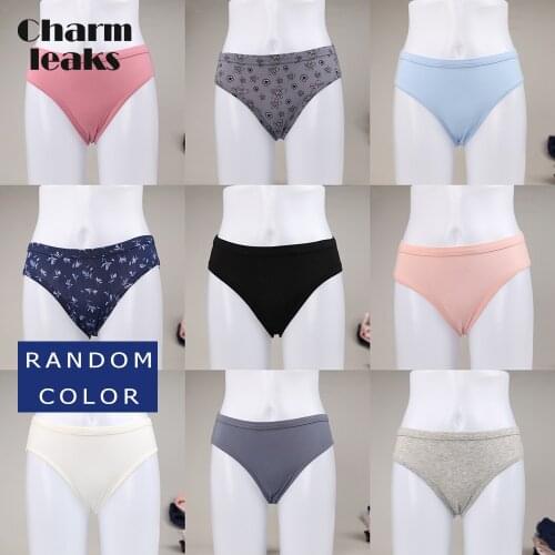 Charmleaks Women Underwear Cotton Briefs Plus Size High Waist Lingerie Comfort Mid Waist Panties Solid Random Colors 4XL