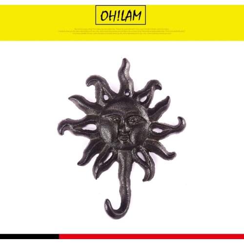 Cast Iron Hook Coat Hooks Hanging Wall Mounted Rustic Decorative Sun Hook Key Holder Wall Decor