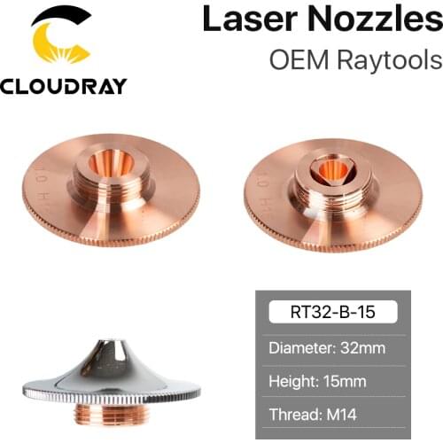 Cloudray Raytools Type F Laser Cutting Nozzle Dia.32 H15 Caliber 0.8-4.0mm Single Layer Chrome Plated Double Layers