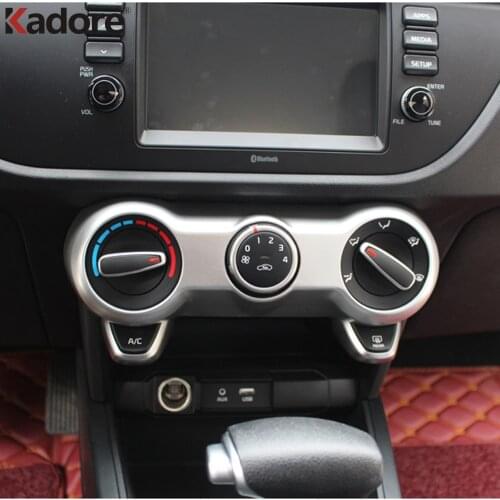 For Kia Rio 4 X-line 2018 2019 Carbon Fiber Car styling Interior Air Condition Adjustment Switch Frame Cover Trim Accessories