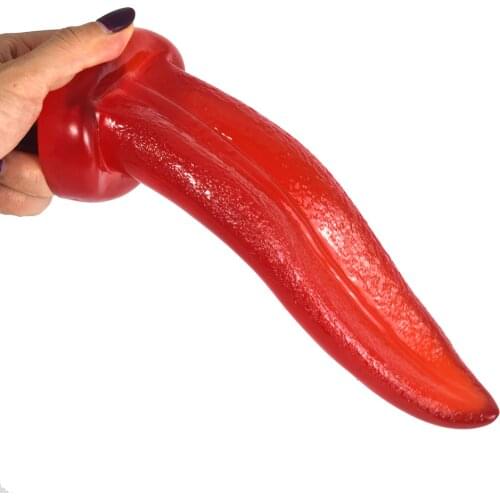 FAAK Red Transparent Butt Plug S Shape Tongue Anal Dildo G-spot Stimulate Oral Sex Toys For Women Men Prostate Massage Sex Shop