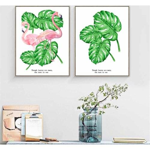 HAOCHU Flamingo Pink Simple Canvas Painting For Living Room Home Decor Painting Print Poster Simple Nordic Wall Picture