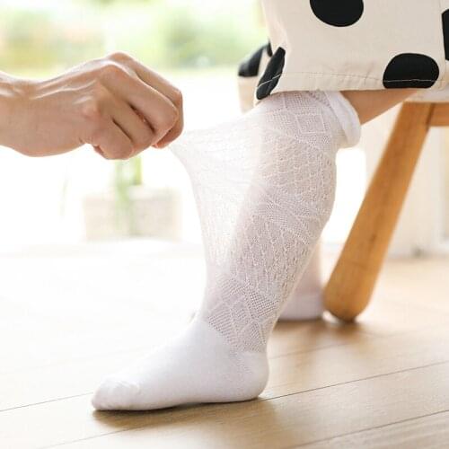 Newborn Infant Cotton Knee High Sock Boy Girls Toddler Kids Children Summer White Mesh Thin Cute Lace Long Sock Baby Accessories