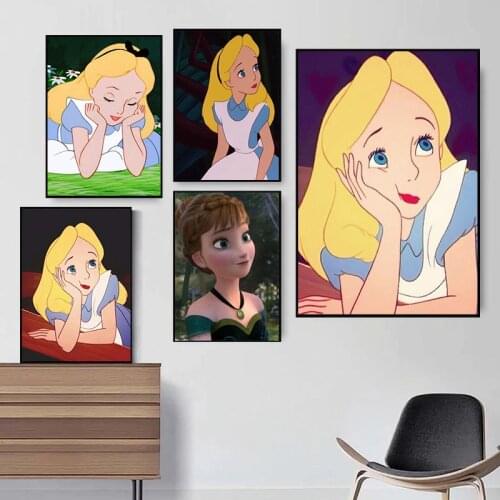 Disney Cartoon Cute Princess Canvas Painting Alice Princess Prints and Posters Wall Art Picture for Kids Room Decoration Cuadros