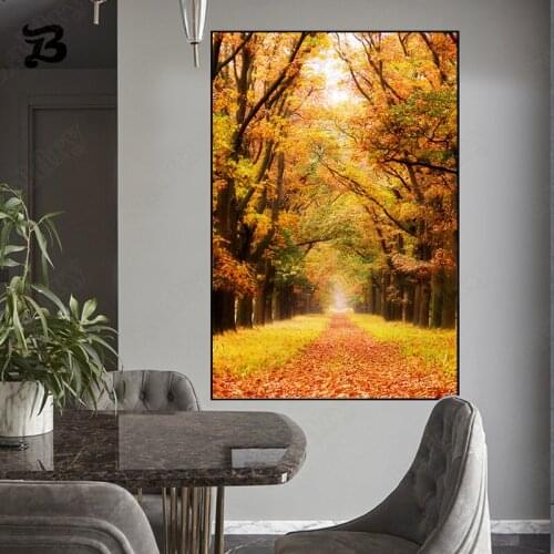 Canvas Painting Landscape Wall Art National Park of Netherlands Autumn Leaves Canvas Poster and Print Wall Picture Home Decor